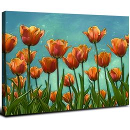 Oranje bloem kunst kunst decor tulpen canvas schilderij groenblauw en oranje foto prints moderne keuken slaapkamer decoraties gemakkelijk te hangen