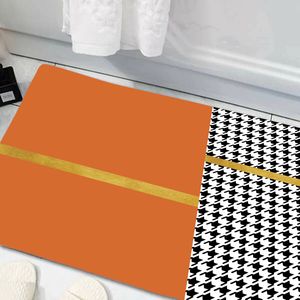 Oranje geometrische korte knorsplush-bedrukte mat badkamer absorberende niet-slip tapijtmatten