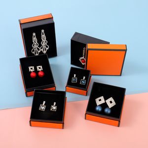 Cajas de regalo naranja, caja de embalaje al por menor para joyería de moda, collar, pulsera, pendiente, llavero, anillo colgante, accesorios