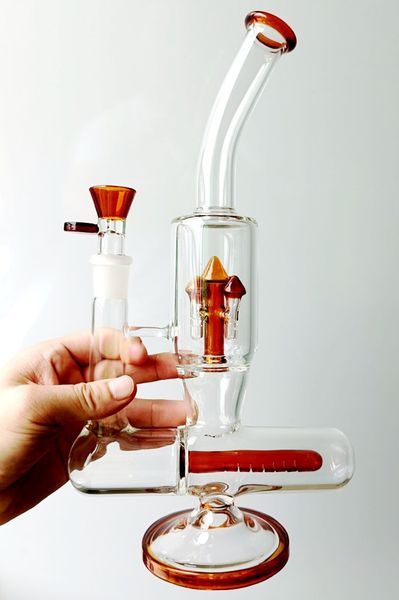 Cachimbas de agua de vidrio naranja Bong con hongo Perc 12.5 pulgadas Quemador de aceite Dab Rig Bowl Shisha pipa para fumar tabaco