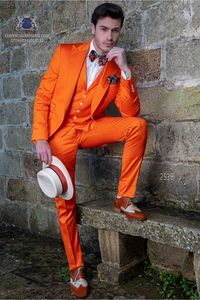 Orange Groom Tuxedos Peak Lapel Groomsman Tuxedos De Mariage Nouvelle Mode Hommes Dîner D'affaires Formelle Costume 3 Pièces (Veste + Pantalon + Cravate + Gilet) 18