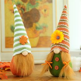 Orange Leaves Party Bouton sans visage Rudolph Doll Harvest Festival Thanksgiving Rudolph Sunflower Cap Peluche Jouet Jardin Ornements 9 5qy1 Q2