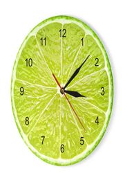 Oranje citroen fruit wandklok in de keuken limoen pomelo modern design klokken horloge home decor kunst aan de muur horologe niet tikkende H1102966477
