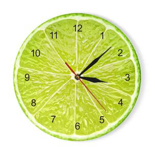 Reloj de pared con frutas y limón naranja en la cocina, diseño moderno de Pomelo y Lima, reloj para decoración del hogar, arte de pared, sin tictac, H1104