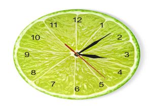 Orange Citron Fruits Horloge Murale dans la Cuisine Lime Pomelo Design Moderne Horloges Montre Décor À La Maison Mur Art Horologe Non Coutil H1106187483