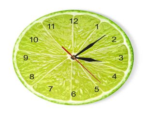 Horloge murale des fruits au citron orange dans la cuisine citron vert pomelo moderne design horloges regarder la décoration intérieure art horologe non coché h1101679282