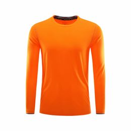 Orange à manches longues chemise de course hommes Fitness vêtements de Sport ajustement séchage rapide Compression entraînement Sport haut