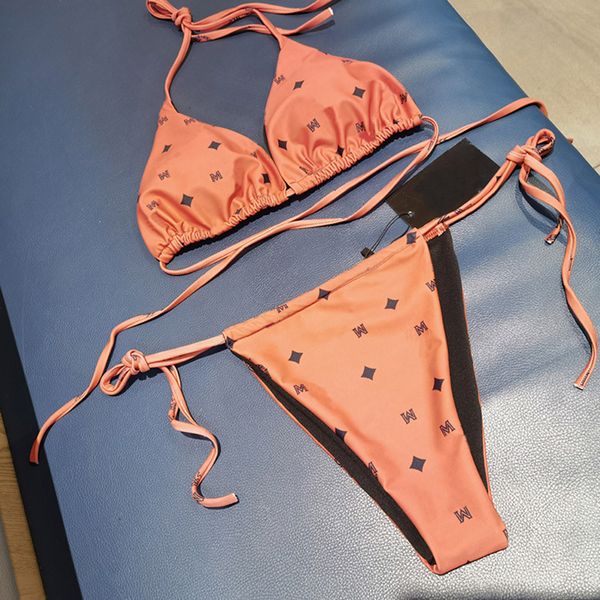Orange taille basse maillots de bain CM imprimer maillot de bain Designer plage Bikinis femmes filles marque Biquini été Monokini