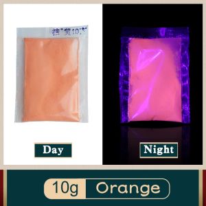 Naranja luminoso polvo de pigmento brillo en la pintura oscura bricolaje para decoraciones de fiesta de Navidad de Halloween fluorescencia 10g