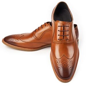 Orange Men Leather Oxfords Zapatos de encaje para el negocio de la boda 9887
