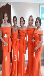 Robes de demoiselle d'honneur de sirène orange, plus la taille, longs, différents styles, même couleur, filles noires, robes de bal africaines sexy, robes de soirée1322089