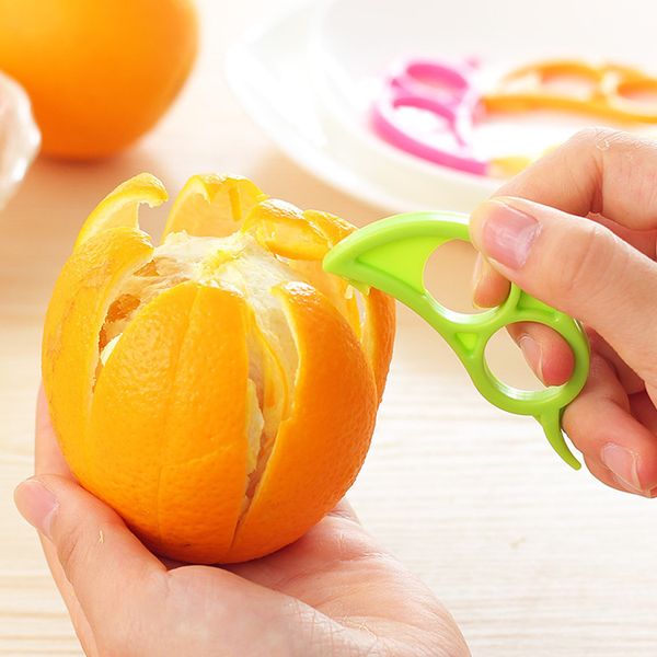 Pelador de naranjas, herramientas de frutas, utensilios de cocina, dispositivo abierto para dedos de naranja, ralladores Zester de plástico para cítricos y pomelos