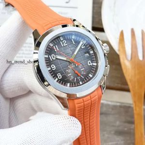 Oranje sporttape herenwork Aquanaut Series 5968 Watch Grootte 42 mm top automatische mechanische beweging met transparante bodemhorloges mode Montre 86