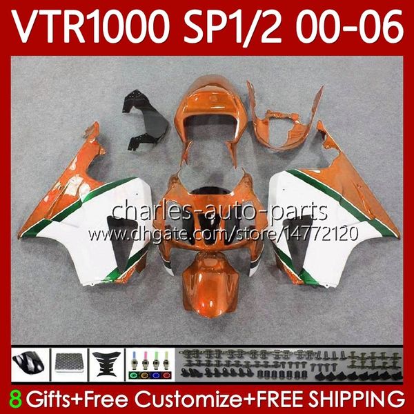 Carénages OEM orange blanc pour HONDA VTR RTV 1000 VTR1000 2000 2001 2002 2003 04 05 06 Corps 123No.181 RC51 SP1 RTV1000 00-06 SP2 VTR-1000 00 01 02 03 2004 2005 2006 Carrosserie