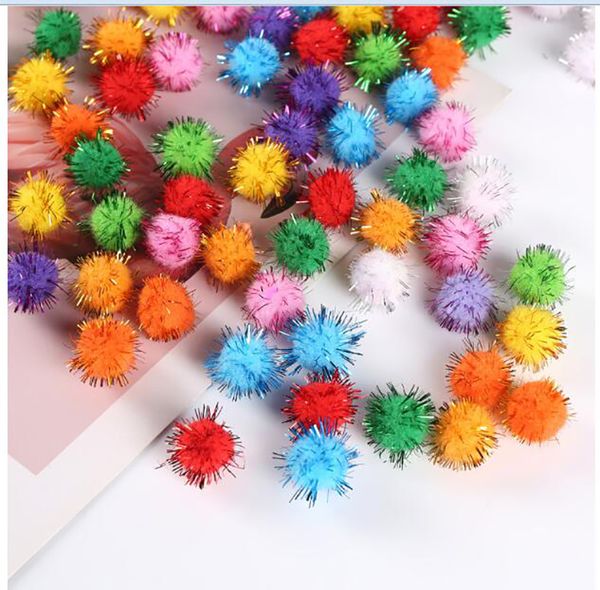 orange jaune Couleur Glitter Craft Boules Pompon Boules De Fourrure De Noël Pom Poms DIY Pompones Artisanat Fournitures À La Main Décoration Matériaux