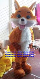 Oranje-geel lange bont vossen mascotte kostuum jakjes jakje dhole volwassen stripfiguur promotie ouder-kind activiteiten zx2217