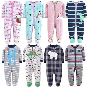 Orangemom Christmas Lente Herfst Baby Kleding Geboren Zachte Fleece Rompertjes 0-24M Zuigeling Jumpsuit Cartoon Kostuums Pyjama 210816