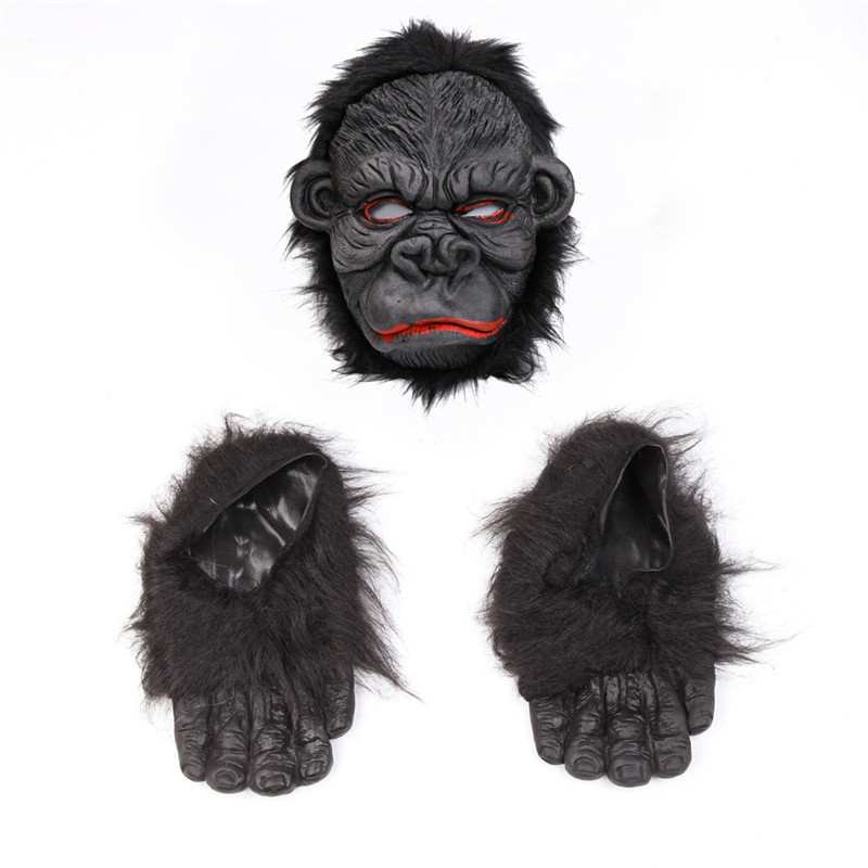 Orangutan Mask Halloween Scary Ape Mask Horror Silicone Cosplay Orangutan Mask Orangutan Foot Costume Party Supply