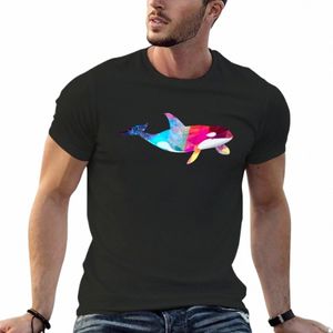 Orca Whale Lover Killer Whale Retro Rainbow Polygal Style T-Shirt vêtements hippie hauts unis vêtements pour hommes p0t7 #