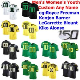 Oregon Ducks College Football Jerseys Femmes Royce Freeman Jersey Kenjon Barner LeGarrette Blount Alonso Rare Vert Cousu sur mesure