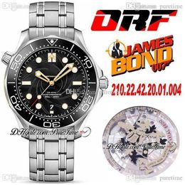 ORF Diver 300M 007 A8800 automatisch herenhorloge 42 mm zwarte getextureerde wijzerplaat Super-versie roestvrijstalen armband 210 22 42 20 01 004 2624