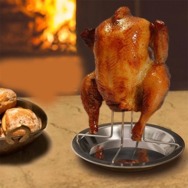 ORGANBOO, 1 Juego de sartenes para asar a la parrilla, para hornear, asador de pollo antiadherente con cuenco, accesorios para barbacoa, herramientas 220813