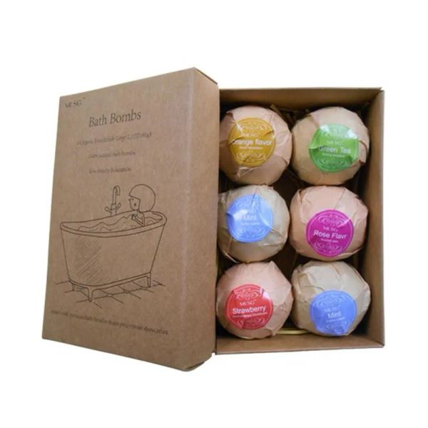 Bombes de bain bio, sels à bulles, 6 pièces/lot, boule d'huile essentielle, SPA fait à la main, soulagement du Stress, exfoliant, saveur de menthe, lavande et Rose