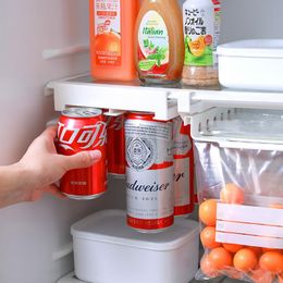 Organisatie 2 stks koelkast organizer lade Pop Soda Can Dispenser Dispreverage Holder voor koelkastkasten doorzichtige plastic voedselopslagrek