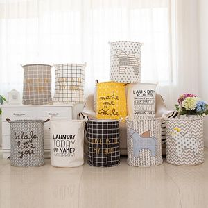 Organisation 40 * 50cm pliable en coton en coton Lavage de lavage panier de blanchisserie Hamper Sundires Baby Kids Toys Rangement Sac Organisateur de rangement à la maison