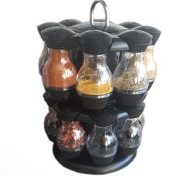 Organisation 8 PCS / 16 PCS POTS SPICES PLIMES avec rack rotatif rotatif Rack Cruit Condiment