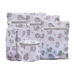 Organisation Cartoon Cat Cat Bag pour les machines à laver Polyester Fine Mesh Wash Sac Sacs