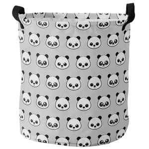 Organisation dessin animé kawaii panda panier de blanchisserie sale pliable rond étanche entre organisateur de maison de maison