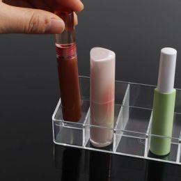 Organización Clear 12 Grid Lipstick Stand Case Organizador Caja de almacenamiento de almacenamiento Lipstick Display Soporte de stand Cosmetic Jewelry Organizer