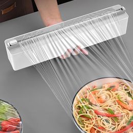 Organisation Boîte de découpe de film alimentaire Feuille d'aluminium Type de couteau coulissant Stockage dans la cuisine Distributeur d'emballage alimentaire Cutter Accessoires de cuisine