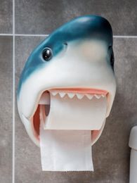 Organisatie Decoratieve Shark Tissue Box Duurzame muurhangende badkamer Dierentoiletpapier Tissue Roll Holder