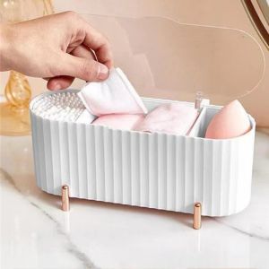 Organisatie Desktop Cosmetica Opbergdoos stofdichte make -up organizer voor wattenstaafjesstaafjes schoonheid eierhouder badkamer sieraden organisator