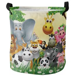 Organisation Elephant Lion Girafe Panda Piggy Forest Diry Laundry Panier de linge pliable Panier d'organisateur maison Panier de rangement de jouets pour enfants