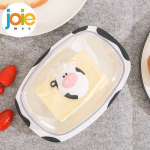Organisatie Joie Hoge kwaliteit kunststof Moomoo botervloot met deksel BPA-vrije kaasopbergdoos Voedselcontainer Boter scherper Keukengadgets