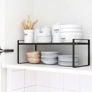 Organisation armoire de cuisine Assiettes de rangement étagère de rangement en acier inoxydable sur pavé de lavabo de séchage de bol de table