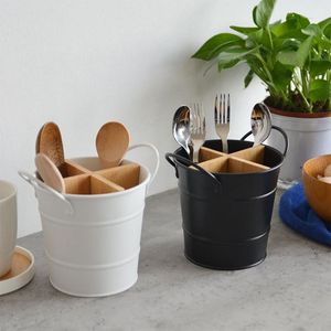 Organisateur de couverts de cuisine, support de couteaux, support de rangement séparé cuillère fourchette baguettes ustensiles de cuisine, seau à outils de cuisine