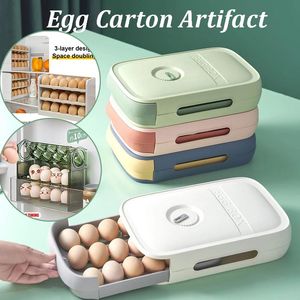 Porte-œufs de cuisine, étagère de réfrigérateur, boîte de rangement fraîche, présentoir d'œufs, conteneur de stockage d'œufs, organisateur de réfrigérateur