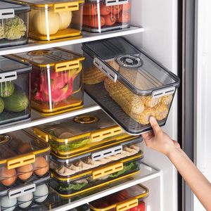 Organisatie Keuken Koelkast Opbergdoos Organizer Hoge kwaliteit PET-plastic potten Container met deksel Houd verse verzegelde flessen rangement cuisine