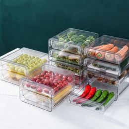 Organisatie Keuken koelkast opbergdoos PET transparante dubbellaagse groente- en fruitvriezer keukenorganizer