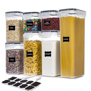 Boîtes de rangement de cuisine, ensemble de 68 pièces, récipients alimentaires hermétiques avec couvercles, boîte scellée en plastique, pot en vrac pour céréales, organisateur transparent