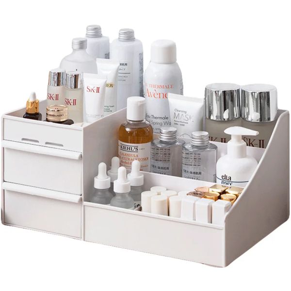 Organisation Boîte de rangement cosmétique de grande capacité avec 17 styles au choix entre l'organisateur de maquillage pratique et facile à utiliser