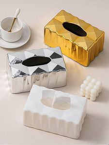 Organisatie Luxe Gouden Tissue Dozen Opslag Servethouder Keuken Tissue Box Vierkante Container Plastic Ambachtelijke Desktop Papieren Case