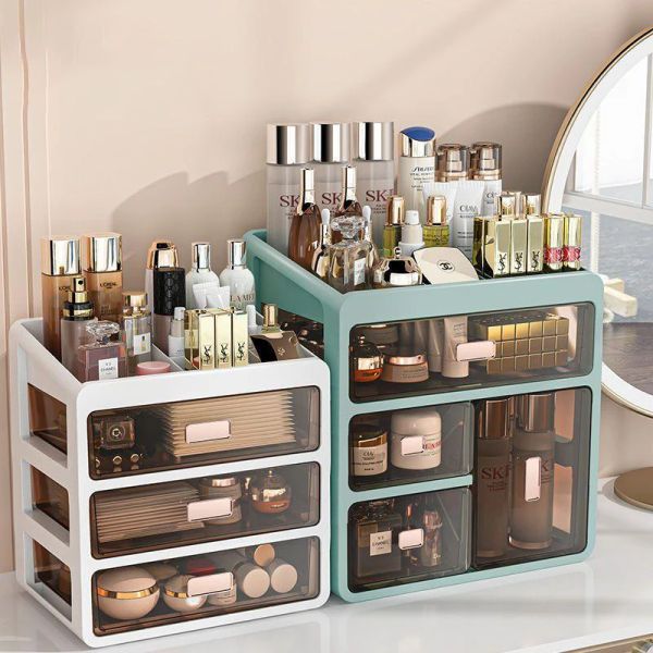 Organisation de maquillage de luxe Drawer Type de type bijoux de bijoux Boîte de rangement cosmétique Boîte à maquillage Brosse Holder Skin Skincare Care Bureau