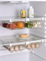 Organisation NOUVEAU Réfrigérateur Tiroir En Plastique Transparent Réfrigérateur Organisateur Glisser Sous Étagère Tiroir Boîte Rack Support Cuisine Fruits Aliments Boîte De Rangement