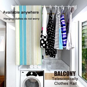 Organisation télescopique barre de rideau armoire tringle à vêtements en acier inoxydable étendoir porte-serviettes barre de douche tringle à rideau support pôle