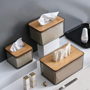 Caja de tejido de organización con tapa de bambú Container de almacenamiento de tejido facial Caja cubierta de papel soporte de papel soporte de servilleta cubierta de servilleta